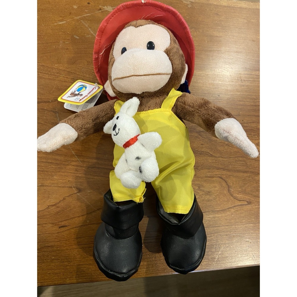 Russ Berrie and Co. Curious George 41 Fireman 13" Plush Boots Hat Spotted Dog